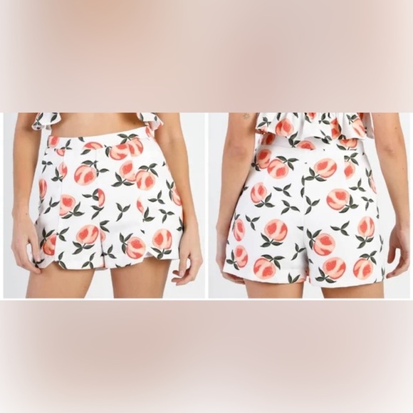 Le Lis High Waist White and Orange Shorts - Picture 1 of 9